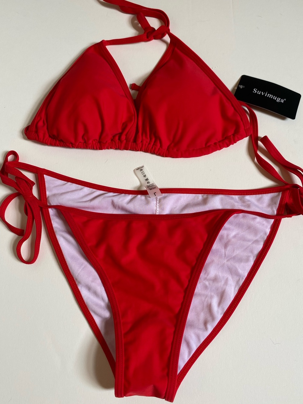 Suvimuga Red Triangle String Bikini Set Size L